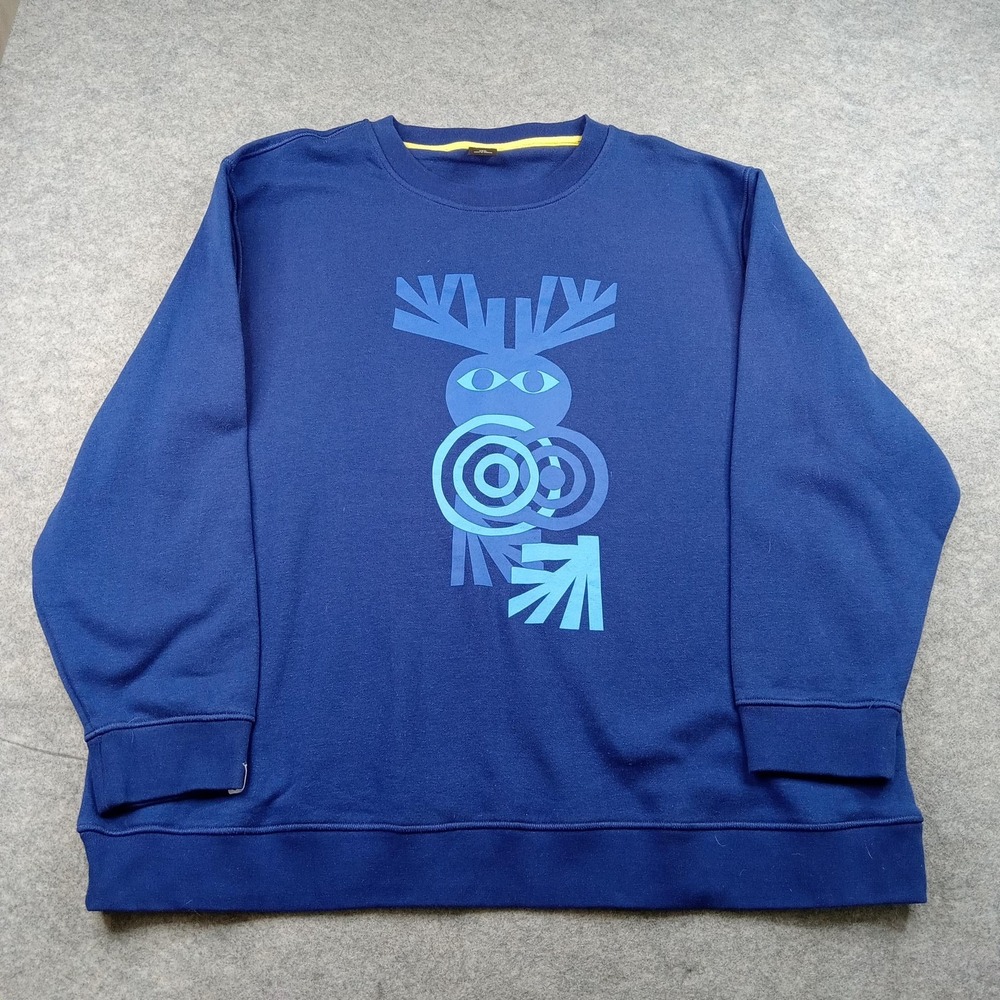 Bonobos Sweatshirt Mens 3XL Blue Fielder Graphic Fleece Pullover Crewneck Art